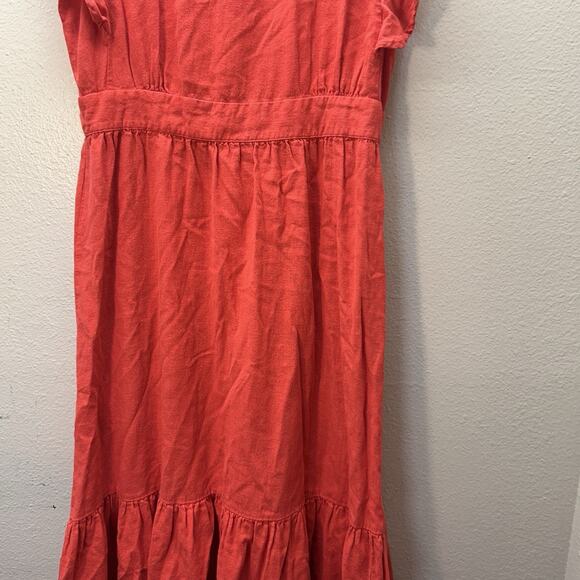 For Cynthia SZ M Linen Blend Maxi Dress Lagenlook Coastal Cottagecore Flutter - Picture 3 of 13